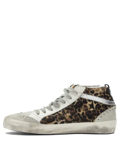 Golden Goose Mid Star Sneakers In Animalier Pony Skin In Sand
