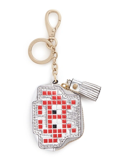 Shop Anya Hindmarch 'space Invaders' Embossed Metallic Leather Coin Pouch
