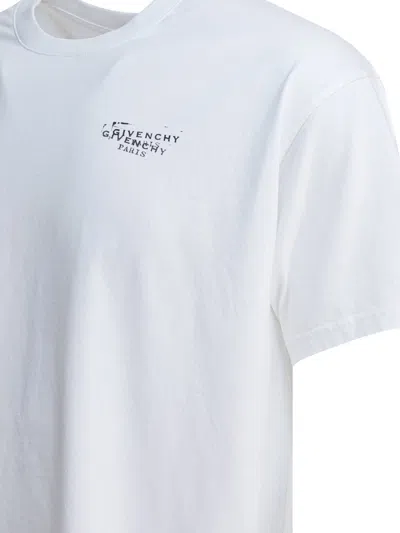 Givenchy Men White Crew Neck T-shirt With Logo On Front And Back In Cotton Man In White