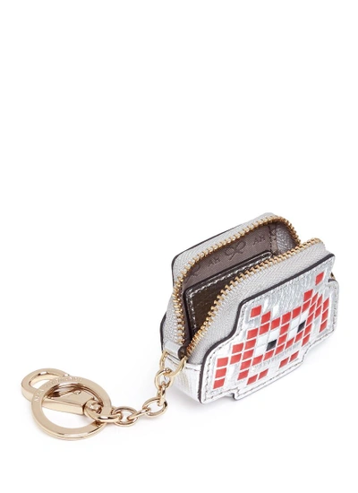 Shop Anya Hindmarch 'space Invaders' Embossed Metallic Leather Coin Pouch