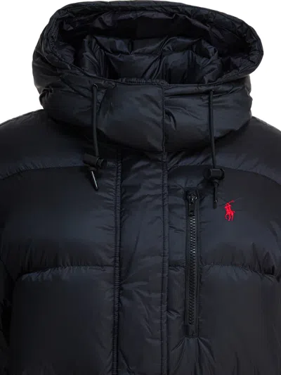 Polo Ralph Lauren Down Jacket With Logo Jackets And Coats Black In Black