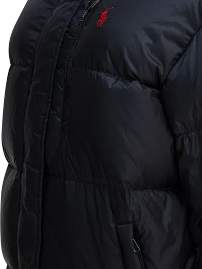 Polo Ralph Lauren Down Jacket With Logo Jackets And Coats Black In Black