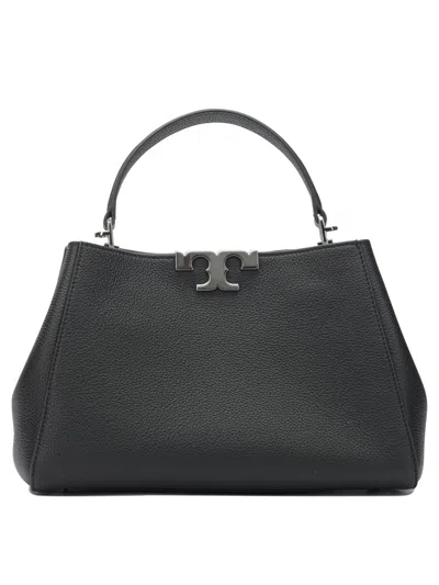 Tory Burch Eleanor Pebbled Leather Satchel Shoulder Bag In Black