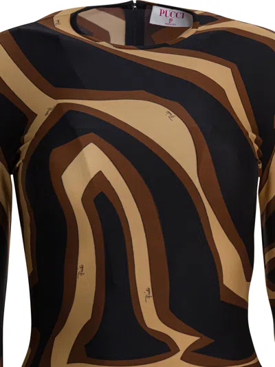 Pucci Midi Dress With Labirinto Print In Black