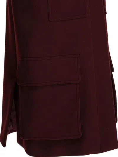 Max Mara Sleeveless Jacket With Leather Collar And Pockets In Red