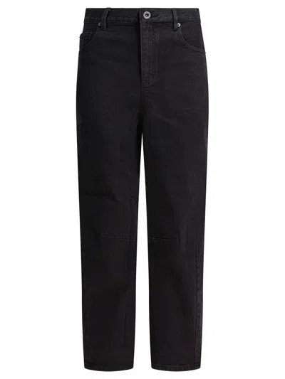 Self-portrait Logo Patch Straight-leg Jeans In Black