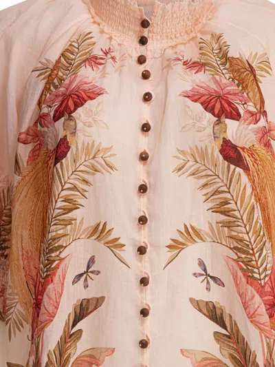Zimmermann Ascension Billow Blouse Cream Palm Floral In Multi
