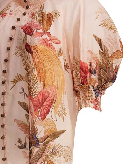 Zimmermann Ascension Billow Blouse Cream Palm Floral In Multi