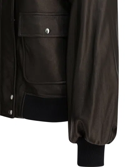 Khaite "shellar" Leather Jacket In Black