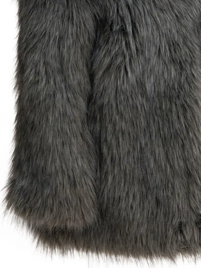 Thelaurent Buttoned Faux Fur Jacket In Gray