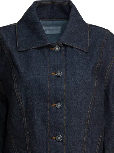 Givenchy Womens Dark Blue Reversed Cocoon-shape Denim Jacket In Blue
