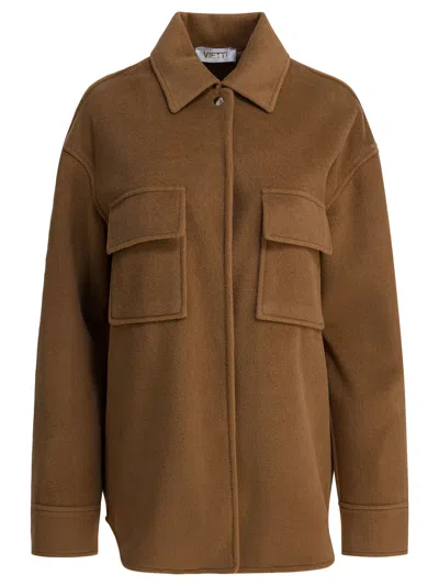 Semper Patch-pocket Collared Shirt Jacket In Brown