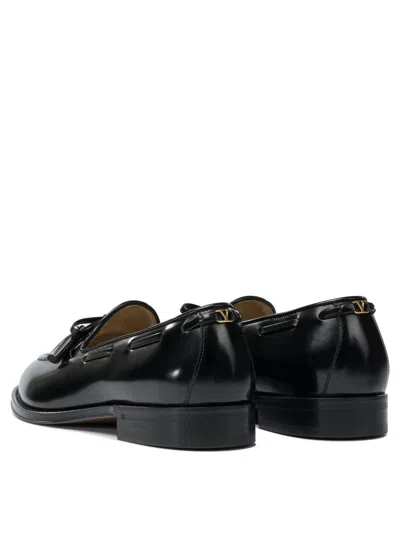 Valentino Garavani Bowshire Loafers In Black Glossy Calfskin