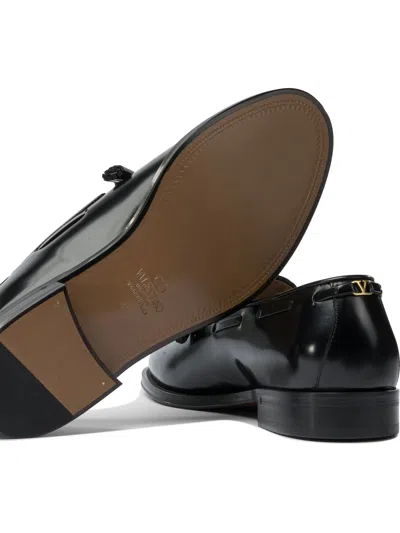 Valentino Garavani Bowshire Loafers In Black Glossy Calfskin