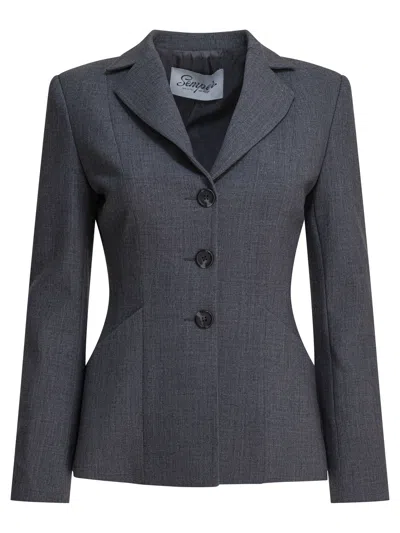 Semper Single Breasted Blazer In Gray