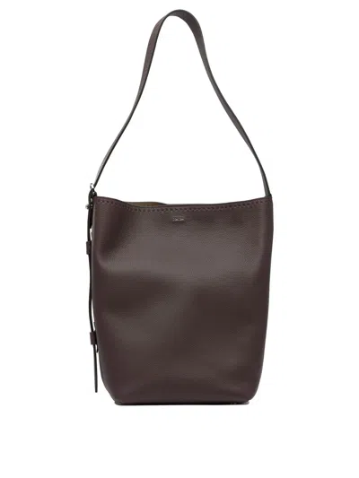 Max Mara Medium Archetipo Leather Shoulder Bag In Burgundy