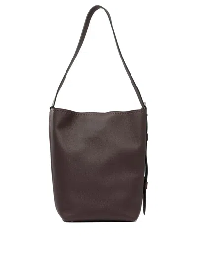 Max Mara Medium Archetipo Leather Shoulder Bag In Burgundy
