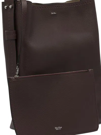 Max Mara Medium Archetipo Leather Shoulder Bag In Burgundy