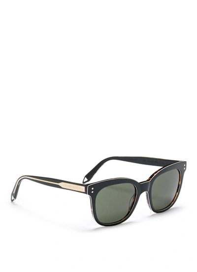 Shop Victoria Beckham 'the Vb' Colourblock Tortoiseshell Effect Acetate Square Sunglasses