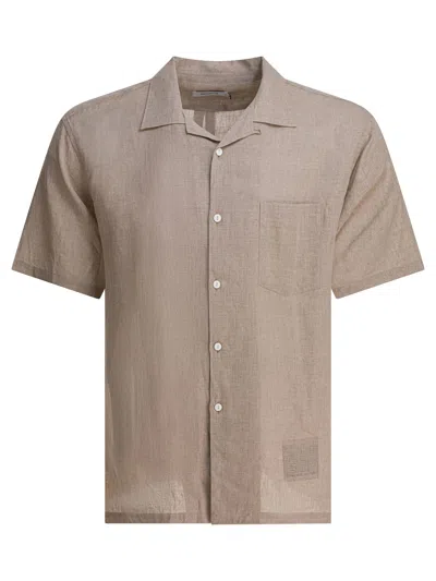 Nonnative Lightweight Linen Shirt With Classic Collar In Sand
