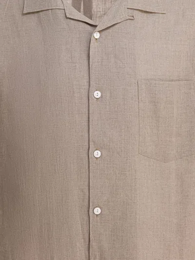 Nonnative Lightweight Linen Shirt With Classic Collar In Sand