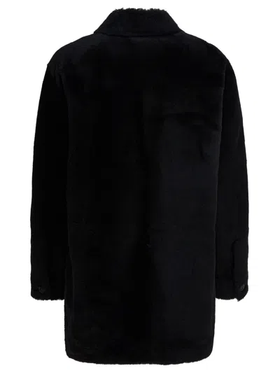 Semper Long Reversible Leather Coat Jackets And Coats Black In Black
