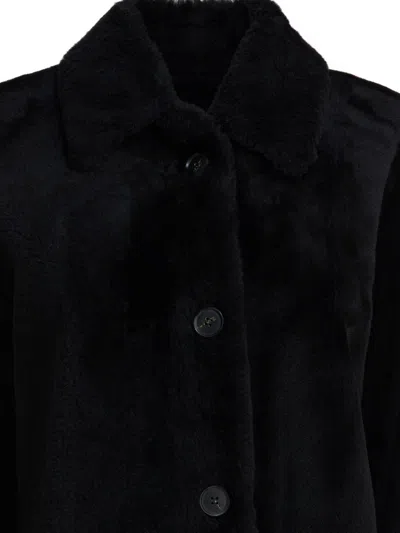 Semper Long Reversible Leather Coat Jackets And Coats Black In Black