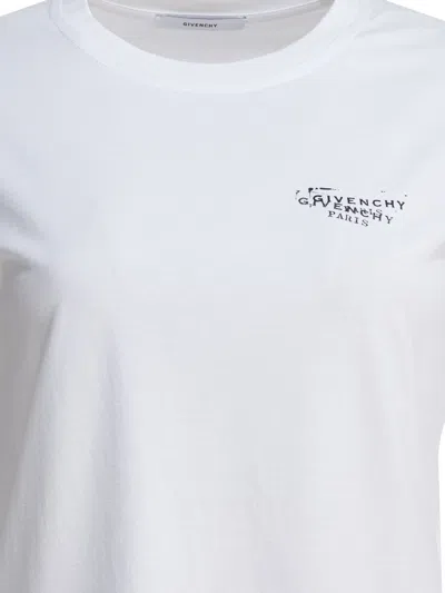 Givenchy White Crew Neck T-shirt With Logo On Front And Back In Cotton Woman In Gray