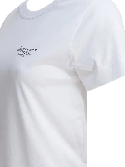 Givenchy White Crew Neck T-shirt With Logo On Front And Back In Cotton Woman In Gray