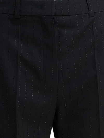 Max Mara Pianoforte Black Shorts With Pinstripe-effect Micro Sequins In Blue