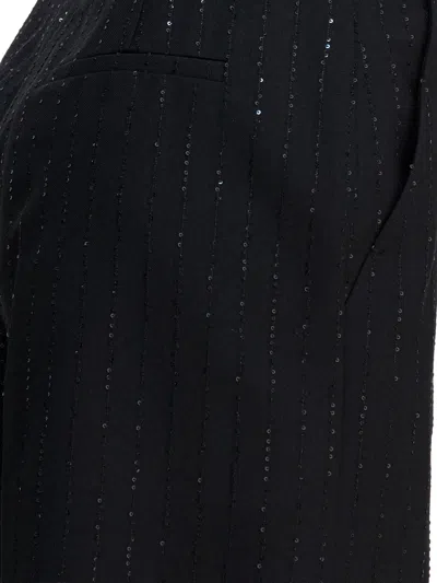 Max Mara Pianoforte Black Shorts With Pinstripe-effect Micro Sequins In Blue