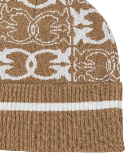 Pinko Jacquard Logo Detail Beanie In Brown