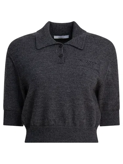 Givenchy Cropped Wool And Alpaca Polo Sweater In Black