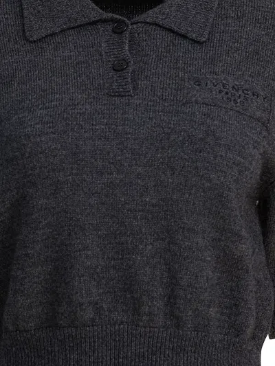 Givenchy Cropped Wool And Alpaca Polo Sweater In Black
