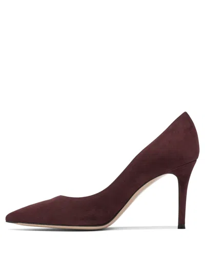 Gianvito Rossi Pointed Toe Suede Stiletto Heel Pumps In Burgundy