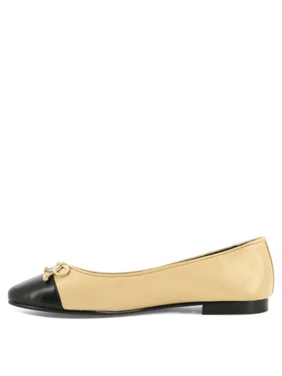 Tory Burch Cap-toe Leather Ballet Flats In Neutral