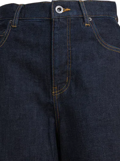 Self-portrait Logo Patch Straight-leg Jeans In Blue