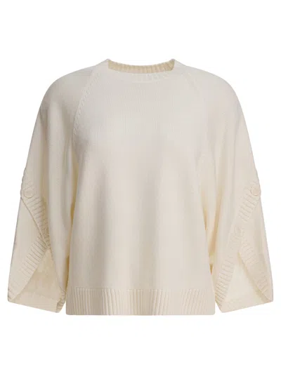 Max Mara Crossover Detail Oversized Wool And Cashmere Sweater Clothing In Neutral