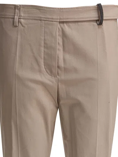 Brunello Cucinelli Beige Tailored Trousers With Minimalistic Design In Neutral