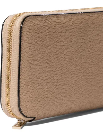 Valextra Textured Finish Zippered Wallet In Brown