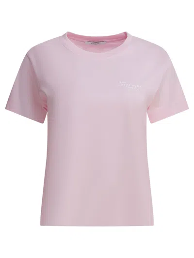 Givenchy Crew Neck Short Sleeve Straight Hem Top In Pink