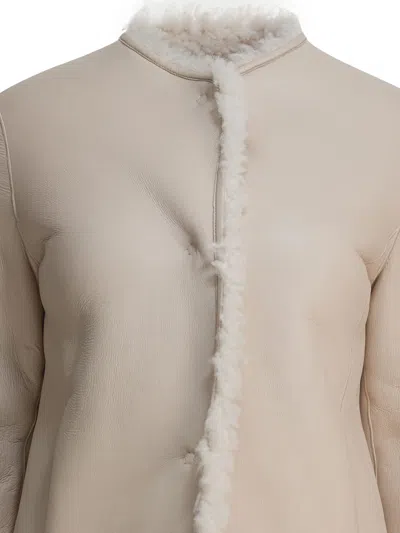 Furling By Giani Beige Calfskin Jacket In Sand