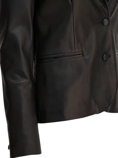 Semper Buttoned Leather Blazer In Black