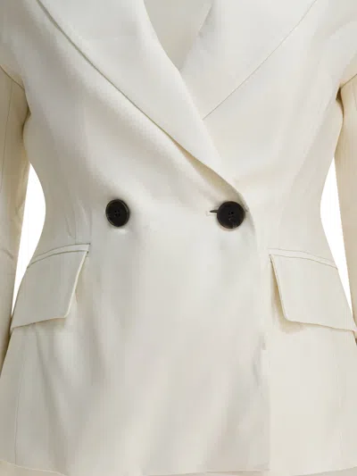 Sandbeige Double-breasted Pocket Jacket In White