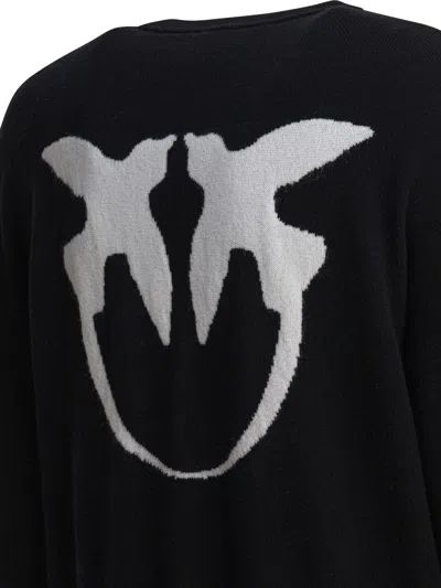 Pinko Black Love Birds Maxi Logo Sweater In Multi