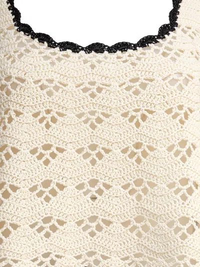 Zimmermann Rhiannon Crochet Tank Cream/black In Neutral