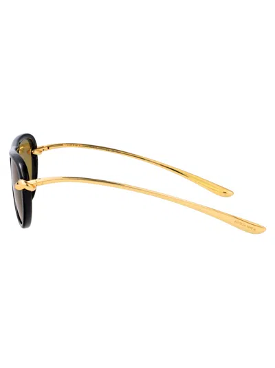 Bottega Veneta Women Metallic Sunglasses With Cut-out Motif On The Temples And Knot Detail On The Te In Black