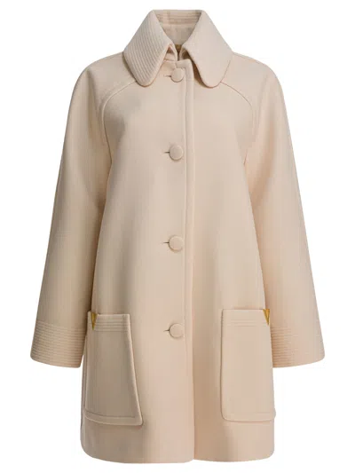 Valentino Virgin Wool Long Coat Jackets And Coats Beige In Neutral
