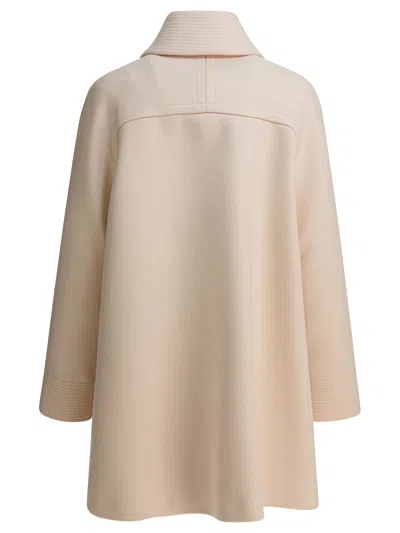 Valentino Virgin Wool Long Coat Jackets And Coats Beige In Neutral