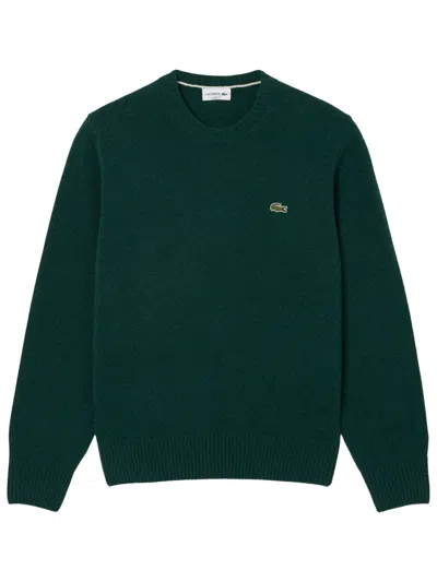 Lacoste Wool Crew Neck Sweater In Green